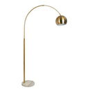 Oasis - Long Arm Gold Adjustable Floor Lamp With Round Marble Base - Gold / White Marble by HouseOfZazla