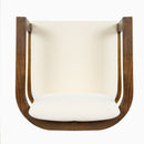 Outdoor Dining Chair Set of 2 with Curved Acacia Wood Arms, Brown Finish and Cream Cushions by HouseOfZazla