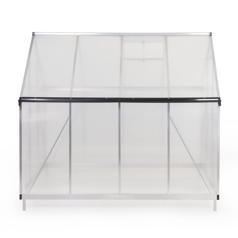 6x8 FT Polycarbonate Greenhouse, Outdoor Walk-in Green House with Vent Window, Hinged Door, Rain Gutter, Heavy-Duty Aluminum Hot House for Backyard Garden
