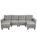 Modular Sectional Sofa With Movable Ottomans, USB Ports & Side Tables