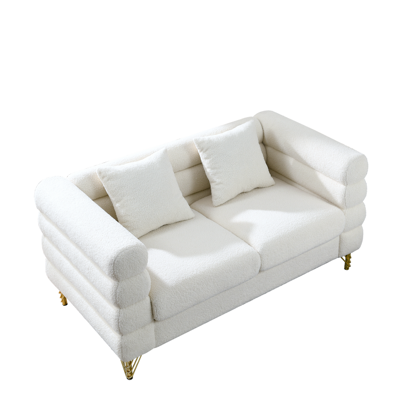 3-seater + 2-seater Combination sofa.White teddy(Ivory)
