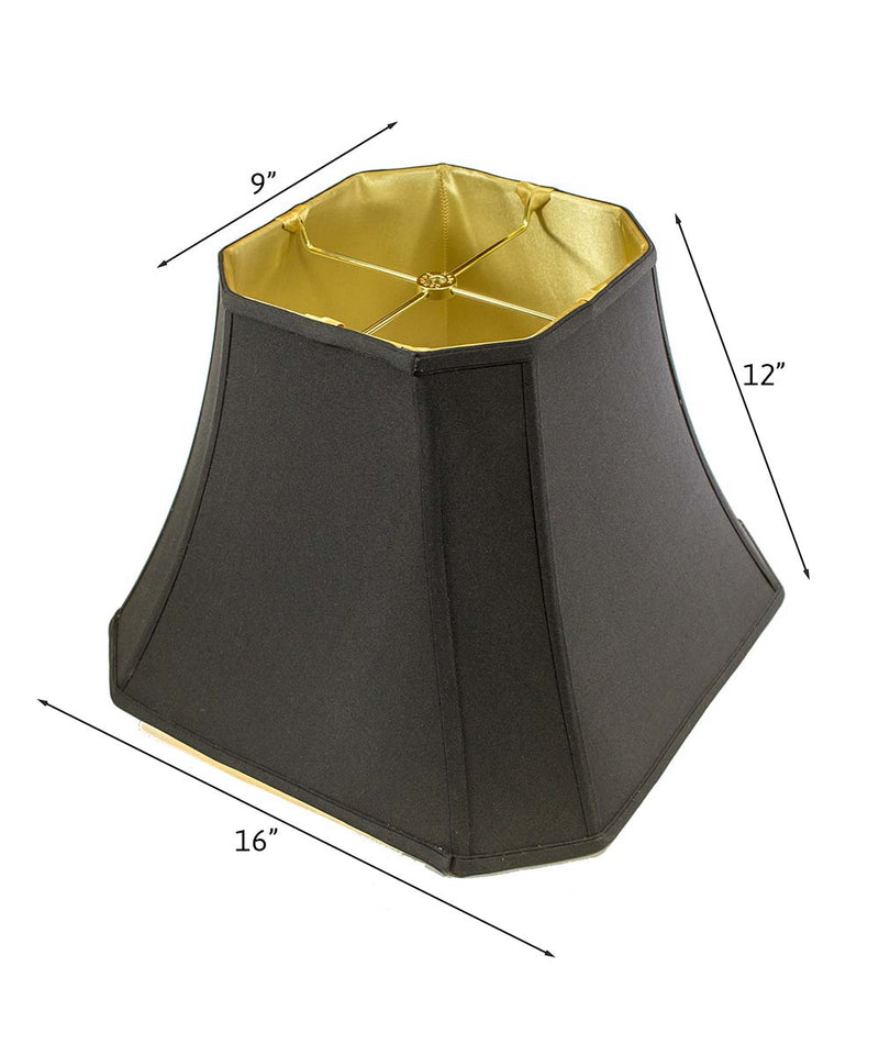 16"W x 12"H Square Cut Corner Shade Black Fabric/Gold Liner