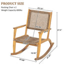 GO 2 Pieces Patio Rocking Chair Set, Natural Acacia Wood and Wicker