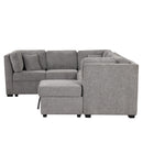 U-Shaped Sectional Sofa Pull Out Sofa Bed With Two USB Ports, Two Power Sockets, Three Back Pillows And A Storage Chaise For Living Room by HouseOfZazla