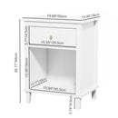 Nightstand With 1 Drawer and 1 Shelf - White