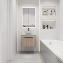 24" Modern Design Float Bathroom Vanity With Ceramic Basin Set, Wall Mounted White Oak Vanity With Soft Close Door, KD-PackingD-Packing Pieces