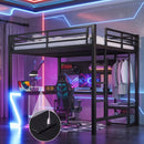Queen Loft Bed with L-shaped Desk and USB Ports