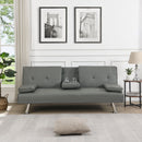 Sofa Bed With Armrest Two Holders Wood Frame, Stainless Leg Futon - Gray by HouseOfZazla