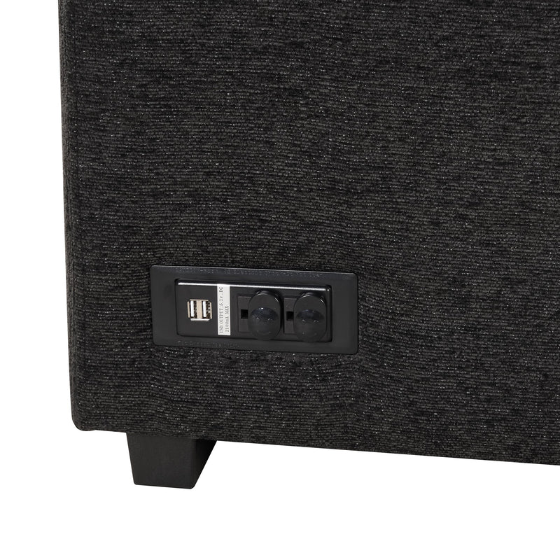 83.8" Reversible Sectional Pull-Out Sofa Bed L-Shaped Corner Sofa Couch with Storage Chaise, USB Ports, Power Sockets, Cup Holder for Living Room, Bedroom, Study, Black