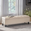 Button Tufted and Diamond Stitched Storage Ottoman