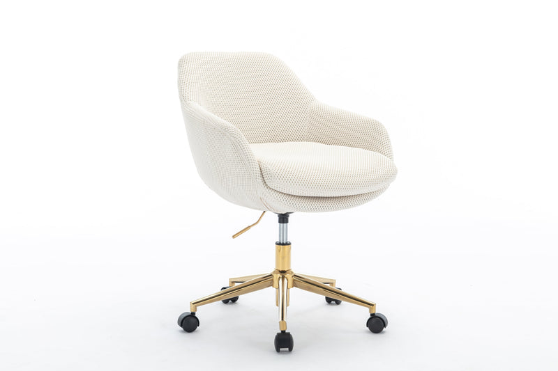 Walker Edison | Mesh Fabric Home Office 360°Swivel Chair with Gold Metal Base