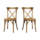 2-Pack Resin X-Back Chair Dining Chair Furniture 2-Pack, Retro Natural Mid Century Chair Modern Farmhouse Cross Back Chair, Natural
