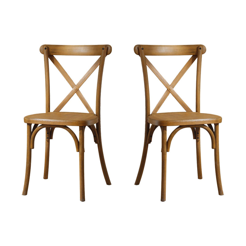 2-Pack Resin X-Back Chair Dining Chair Furniture 2-Pack, Retro Natural Mid Century Chair Modern Farmhouse Cross Back Chair, Natural