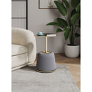 Anderson - Upholstered End Table With Round Top by HouseOfZazla