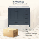 Bathroom Vanity With Ceramic Sink Combo, Abundant Storage Cabinet 2 Soft Close Doors And 5 Drawers by HouseOfZazla