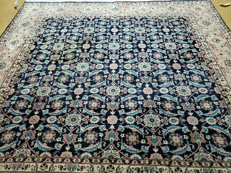 6' X 6' Gorgeous Handmade India Floral Oriental Wool Rug Square Blue Carpet Wow