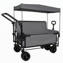 Folding Wagon Cart with Bench Seat & Canopy, 500lbs Capacity