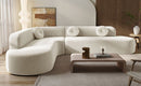 Extra Large Sectional Sofa Soft Fabric Upholstery, Elegant Curved Design With 3 Round Cushions, High - Resilience Foam For Ultimate Comfort - Beige