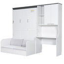 Multi Functional Murphy Bed With Sofa, Desk, And Storage Cabinet In, Full Size - White by HouseOfZazla