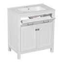 Bathroom Vanity With Ceramic Sink, Modern Single Bathroom Cabinet With 2 Doors And A Shelf, Soft Close Doors by HouseOfZazla