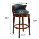 29.5'' Cow Top Wooden Bar Stool, 360 Degree Swivel Bar Height Chair With Backs For Home Kitchen Counter by HouseOfZazla