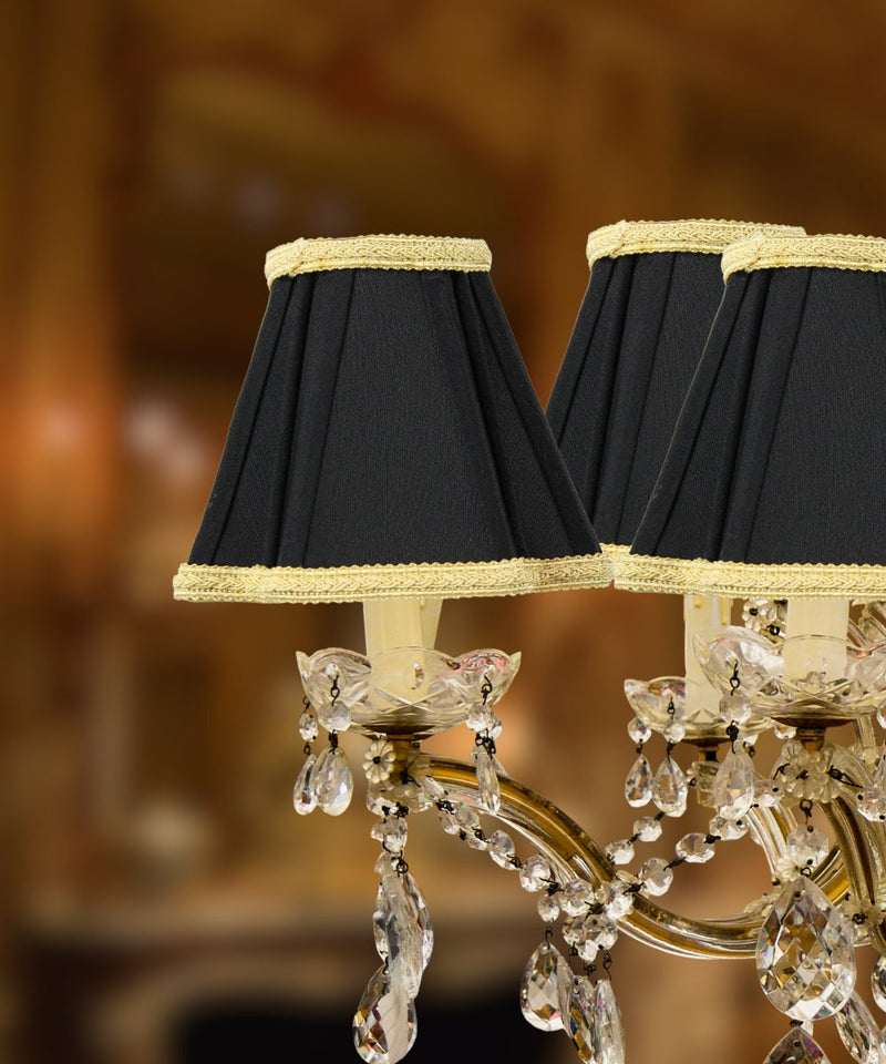 5"W x 5"H Set of 6 Black with Gold Liner Chandelier Clip-On Lampshade