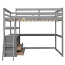 Modern Loft Bed With Built In Desk, Shelves, And 2 Drawers by HouseOfZazla