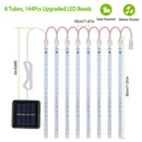 Solar Powered Meteor Shower String Lights 9.84FT Falling Raindrop Tube Lamp Water Resistant Decorative Lights For Tree Home Garden Parties