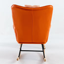 35.5 inch Rocking Chair, Soft Houndstooth Fabric Leather Fabric Rocking Chair for Nursery, Comfy Wingback Glider Rocker with Safe Solid Wood Base for Living Room Bedroom Balcony (orange)