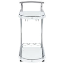 Elfman 2-tier Glass Shelf Metal Bar Cart White and Chrome