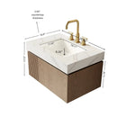 MURI 30" Bathroom Vanity & Sink, Floating Plywood Storage Cabinet with Drawer & Door, Carrara by HouseOfZazla