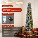 7ft Flocked Pencil Prelit Christmas Tree, Dual-Color
