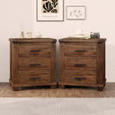 Rustic Three Drawer Reclaimed Solid Wood Farmhouse Nightstand Set of Two by HouseOfZazla
