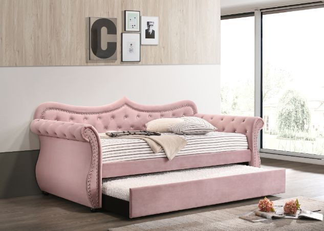Adkins Daybed & Trundle, Pink Velvet