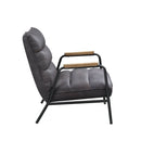 Nignu - Top Grain Leather Matt Iron Accent Chair - Gray by Unique Piece Furniture