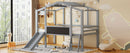 Loft House Bed With Ladder And Slide, With board And Light Strip On The Roof by HouseOfZazla
