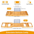Bathtub Caddy Tray Crafted Bamboo Bath Tray Table Extendable Reading Rack Tablet Phone Holder Wine Glass Holder Shelf Desk Bathroom Spa