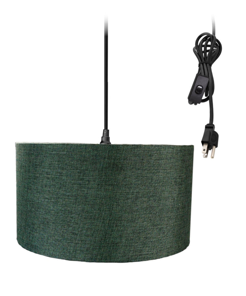 18"W 1 Light Swag Plug-In Pendant  Granite Gray Shade Black Cord