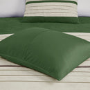 7 PC Pieced Faux Suede Comforter Set Green Cal King