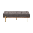 Thorian - Luxury Upholstered Ottoman Bench With Channel Tufting And Metal Base - Gold / Gray