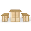 Natural Color Rubber Wood Dining Set with Plastic Rattan