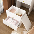 3 In 1 Dressing Table With LED Mirror & Storage Stool, Compact Makeup Vanity - White by Unique Piece Furniture