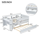 Twin Daybed With Drawers, Trundle, Headboard Storage, Study Desk, And USB Charging Station - White by HouseOfZazla