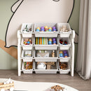 Multi Functional Kids Toy Storage Organizer Cabinet With Hdpe Shelf And 12 Bins - Gray White by HouseOfZazla