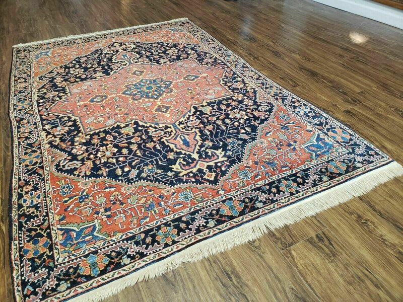 4.5' X 6.5' Handmade Antique Fine Indian Wool Rug Carpet Red