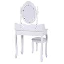 Vanity Table Set with Cushioned Stool with 360¬∞ Rotating Oval Mirror and Three Drawers-White by LJGDeals