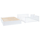Daybed With Fence Guardrails And 2 Drawers, Split Into Independent Floor Bed & Daybed by HouseOfZazla