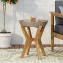 Yukon Contemporary Side Table with Lightweight Concrete Top and Acacia Wood Frame - Gray by HouseOfZazla