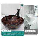 Vessel Bathroom Sink With Pop Up Drain, Round Bowl Design For Bathrooms - Brown by HouseOfZazla