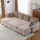 Sectional Sofa Bed With Pull Out Sleeper, USB Ports, Cup Holders by Unique Piece Furniture